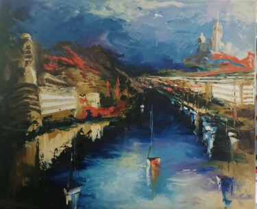 Peinture intitulée "le vieux port" par Virginie Lallemand, Œuvre d'art originale, Huile