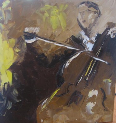 Peinture intitulée "le violonceliste" par Virginie Lallemand, Œuvre d'art originale, Autre