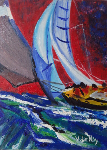 Peinture intitulée "Voilier, marine au…" par Virginie Le Roy, Œuvre d'art originale, Huile
