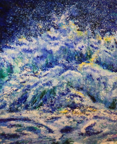 Painting titled "La vague. The wave" by Virginie Le Roy, Original Artwork, Oil