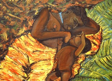 Peinture intitulée "Accouchement dans l…" par Virginie Le Roy, Œuvre d'art originale, Huile