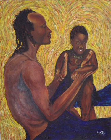 Peinture intitulée "L'enfant et son par…" par Virginie Le Roy, Œuvre d'art originale, Huile
