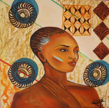 Peinture intitulée "Beauté d'Afrique. A…" par Virginie Le Roy, Œuvre d'art originale, Huile
