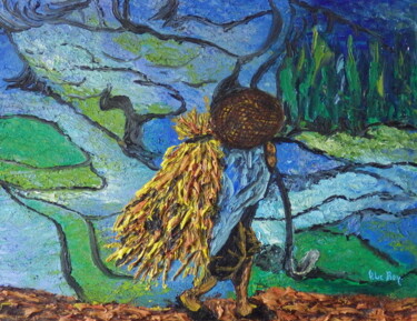 Malerei mit dem Titel "Retour dans les riz…" von Virginie Le Roy, Original-Kunstwerk