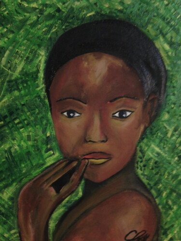 Painting titled "Enfant créole. Creo…" by Virginie Le Roy, Original Artwork, Oil