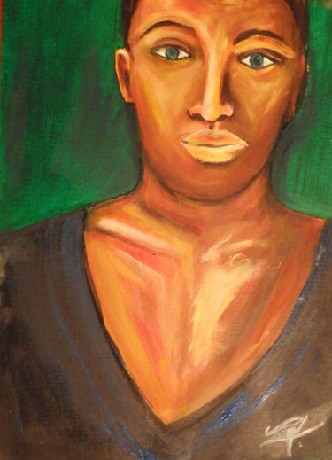 Peinture intitulée "Bel homme créole" par Virginie Le Roy, Œuvre d'art originale, Huile