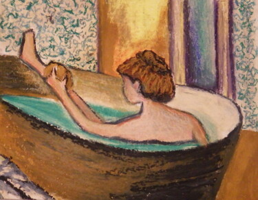 Disegno intitolato "Femme à la toilette…" da Virginie Le Roy, Opera d'arte originale, Pastello