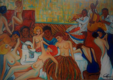 Pintura intitulada "Chrysis, Liberté d'…" por Virginie Le Roy, Obras de arte originais, Óleo