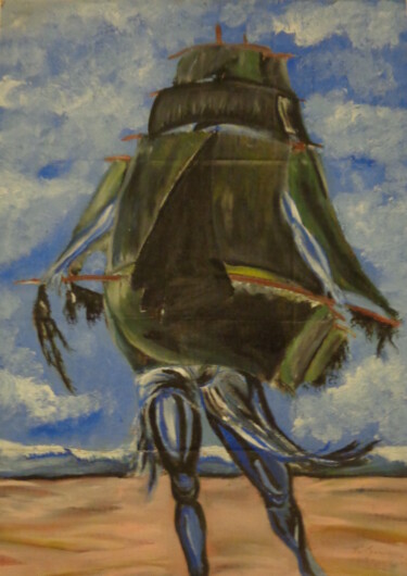 Malerei mit dem Titel "La Femme bateau, ma…" von Virginie Le Roy, Original-Kunstwerk, Öl