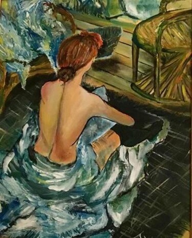 Pittura intitolato "Femme à la toilette…" da Virginie Le Roy, Opera d'arte originale, Olio