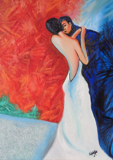 Peinture intitulée "Tango." par Virginie Le Roy, Œuvre d'art originale, Huile