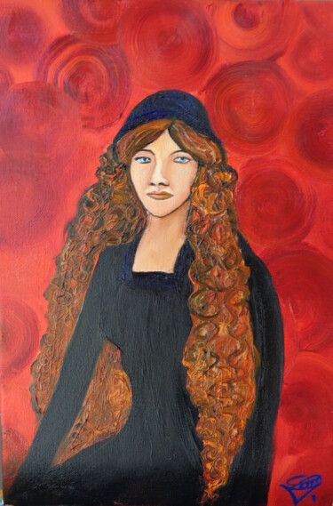 Malerei mit dem Titel "Jeanne, muse de MOD…" von Virginie Le Roy, Original-Kunstwerk, Öl
