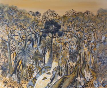 Painting titled "Forêt tropicale" by Virginie Le Roy, Original Artwork, Oil