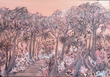 Painting titled "Amazonie" by Virginie Le Roy, Original Artwork, Oil