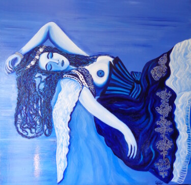Schilderij getiteld "Sacré bleu" door Virginie Le Roy, Origineel Kunstwerk, Olie