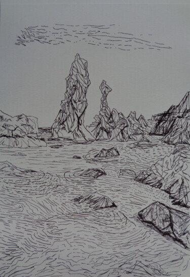 Drawing titled "Port Coton" by Virginie Le Roy, Original Artwork, Ink