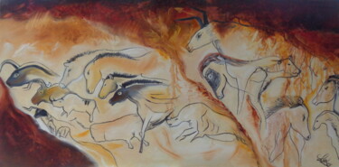 Pittura intitolato "Chauvet, Modernité…" da Virginie Le Roy, Opera d'arte originale, Olio Montato su Telaio per barella in l…