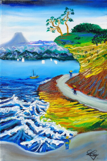 Peinture intitulée "La côte de HOTA, da…" par Virginie Le Roy, Œuvre d'art originale, Huile