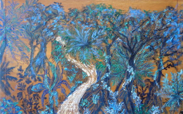 Картина под названием "Forêt de Guadeloupe" - Virginie Le Roy, Подлинное произведение искусства, Масло