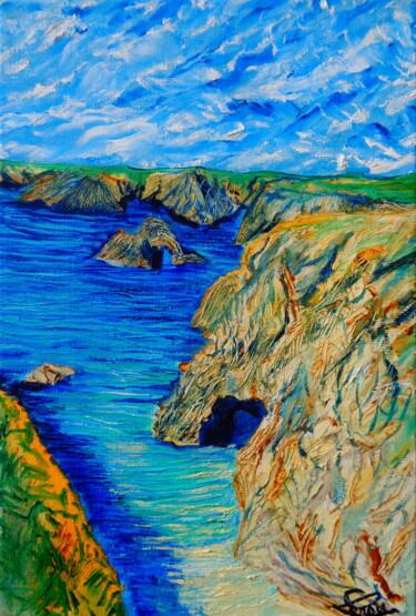 Painting titled "Arche de Port DOMOIS" by Virginie Le Roy, Original Artwork, Oil Mounted on Wood Stretcher frame