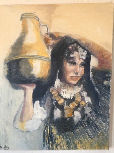 Painting titled "Femme afghane" by Virginie Levy, Original Artwork, Oil