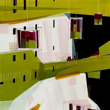 Картина под названием "Vert olive" - Virginie Munch, Подлинное произведение искусства, Акрил Установлен на Деревянная рама д…