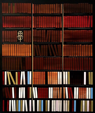 Painting titled "La bibliothèque d’E…" by Virginie Munch, Original Artwork, Acrylic Mounted on Wood Stretcher frame