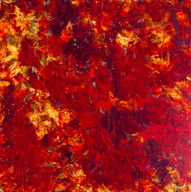 Peinture intitulée "Feuillage rouge pas…" par Virginie Munch, Œuvre d'art originale, Acrylique Monté sur Châssis en bois
