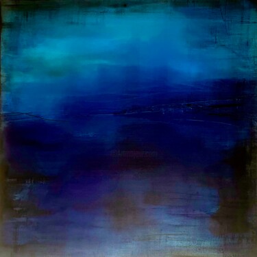 Painting titled "Blue abstraction ou…" by Virginie Munch, Original Artwork, Acrylic Mounted on Wood Stretcher frame