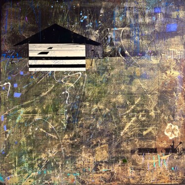 Картина под названием "Sous les lianes ble…" - Virginie Munch, Подлинное произведение искусства, Акрил Установлен на Деревян…