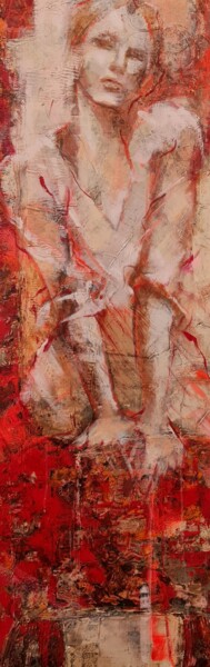 Painting titled "Femme assise" by Virginie Nègre, Original Artwork, Acrylic