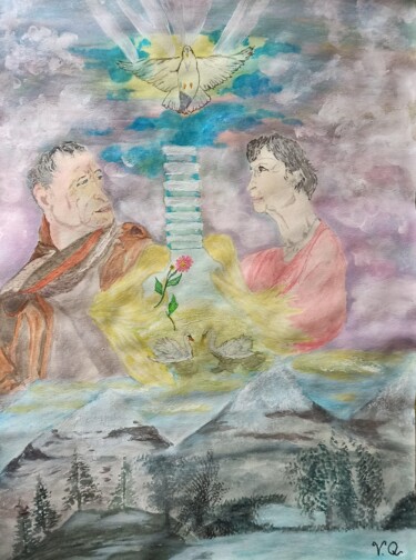 Pintura titulada "Bénédiction d'un am…" por Virginie Queva, Obra de arte original, Acrílico