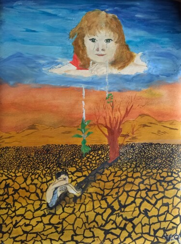 Картина под названием "Larmes d'enfants" - Virginie Queva, Подлинное произведение искусства, Акрил