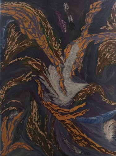 Schilderij getiteld "Phoenix renaissant…" door Virginie Queva, Origineel Kunstwerk, Acryl