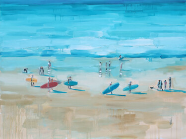 Peinture intitulée "Dimanche à l'océan" par Virginie Schroeder, Œuvre d'art originale, Huile