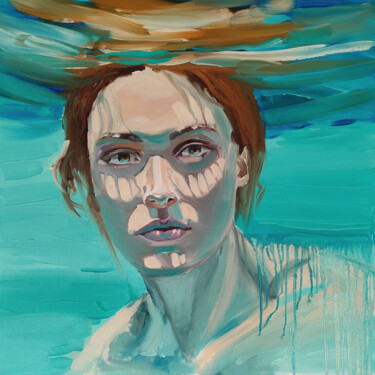 绘画 标题为“Aqua Liz” 由Virginie Schroeder, 原创艺术品, 油