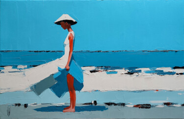 Peinture intitulée "Robe blanche au vent" par Virginie Schroeder, Œuvre d'art originale, Acrylique