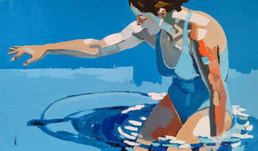 Schilderij getiteld "Ronds dans l'eau" door Virginie Schroeder, Origineel Kunstwerk, Acryl