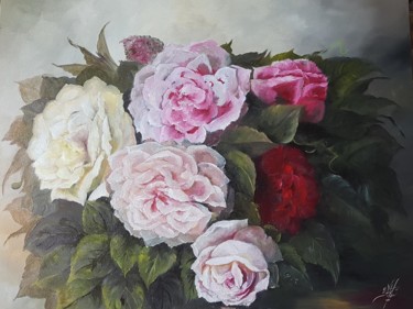 Pittura intitolato "Les roses Bohème" da Virginie Stefani, Opera d'arte originale, Olio