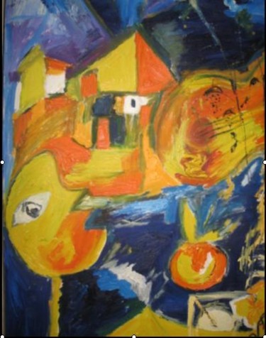 Peinture intitulée "Une nuit d'enfance…" par Virginica Bobolocu, Œuvre d'art originale