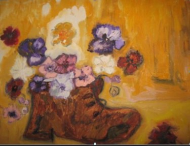 Peinture intitulée "Fleurs dans une bot…" par Virginica Bobolocu, Œuvre d'art originale
