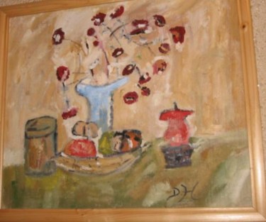 Peinture intitulée "Fleurs d'automne" par Virginica Bobolocu, Œuvre d'art originale