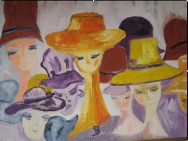 Peinture intitulée "Les chapeaux" par Virginica Bobolocu, Œuvre d'art originale, Huile
