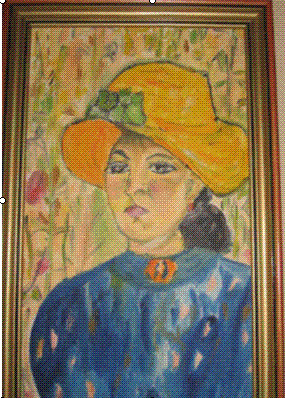 Peinture intitulée "La femme au chapeau…" par Virginica Bobolocu, Œuvre d'art originale