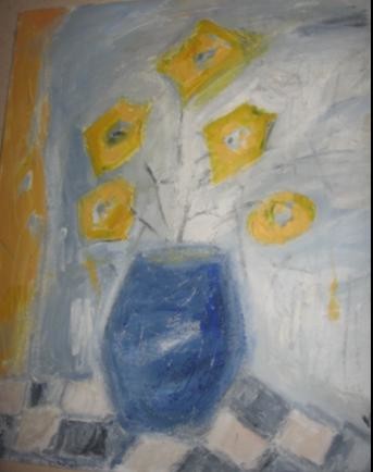 Peinture intitulée "Jaune et gris" par Virginica Bobolocu, Œuvre d'art originale, Huile