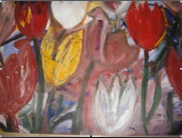 Peinture intitulée "La fete des tulipes" par Virginica Bobolocu, Œuvre d'art originale, Huile