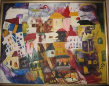 Peinture intitulée "La ville arabe" par Virginica Bobolocu, Œuvre d'art originale, Huile