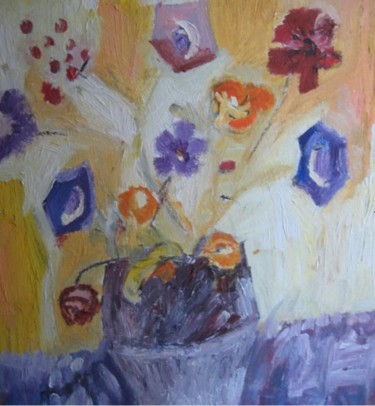 Peinture intitulée "Fleurs sauvages" par Virginica Bobolocu, Œuvre d'art originale, Huile