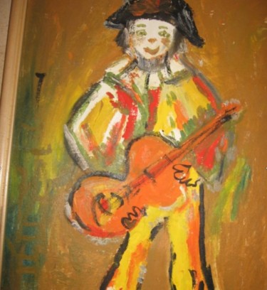 Peinture intitulée "Le petit clown et s…" par Virginica Bobolocu, Œuvre d'art originale, Huile