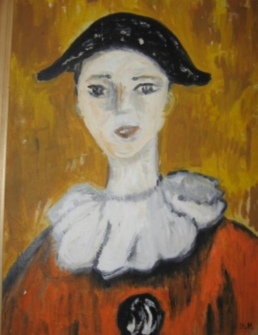 Peinture intitulée "Clown orange" par Virginica Bobolocu, Œuvre d'art originale, Huile